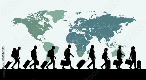 People traveling around the world with luggage.