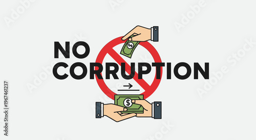 Anti corruption campaign symbol with hands and money.