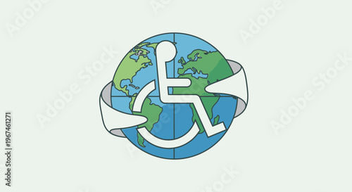Disability awareness symbol on globe.