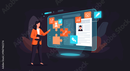 A dark background with a subtle gradient and abstract shapes, evoking a sense of mystery and sophistication.