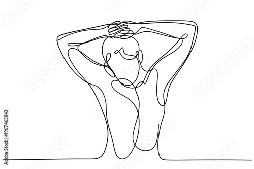 Abstract one line drawing of a woman in a meditative pose