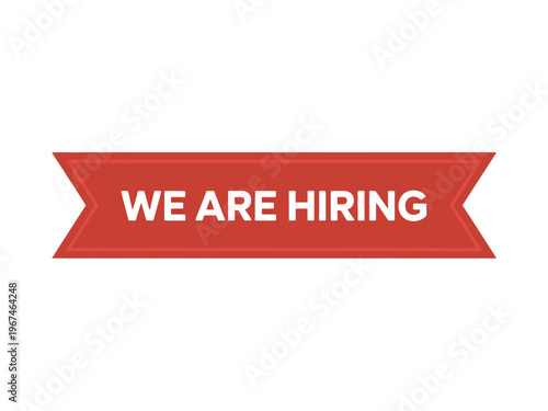 A red banner prominently displays the text we are hiring in white
