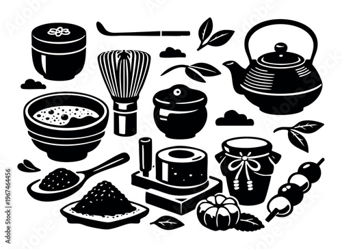 Essential Japanese tea ceremony kit, complete with matcha, chawan bowl, chasen whisk, teapot, and other classic accessories