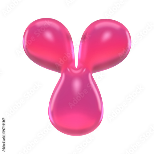 Glossy pink gummy bubble letter Y