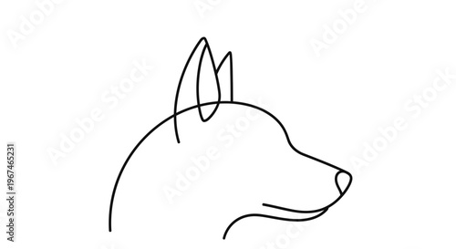 Detailed profile of a dog's head, showing a calm and attentive expression on an isolated white background.