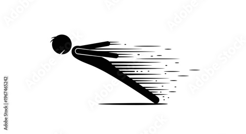 Dynamic stick figure running at high speed, displaying rapid movement on an isolated white background.