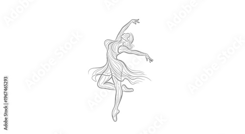 Beautiful and graceful ballerina performing a classical ballet dance, captured in a flowing twirl on an isolated white background.