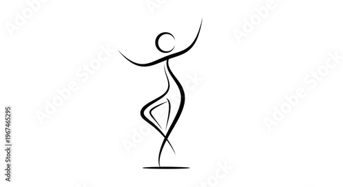 Elegant abstract figure in a graceful dancing pose, conveying fluid movement and artistic expression on an isolated white background.
