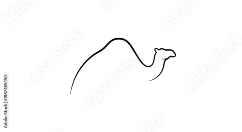 Minimalist Continuous Line Drawing of a Camel with Hump on Isolated White Background