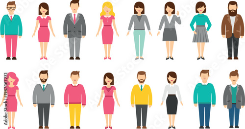 Flat Design Adults in Stylish Outfits for Fashion, Business, and Professional Themes