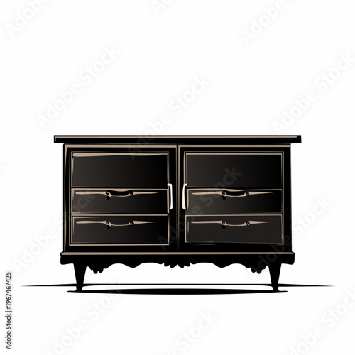 Black Wooden Sideboard Furniture Piece.
