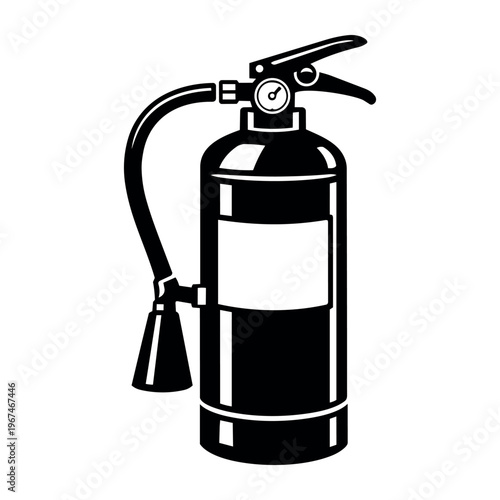 Fire extinguisher vector icon showing essential safety hardware for emergency fire suppression and protection on a white background