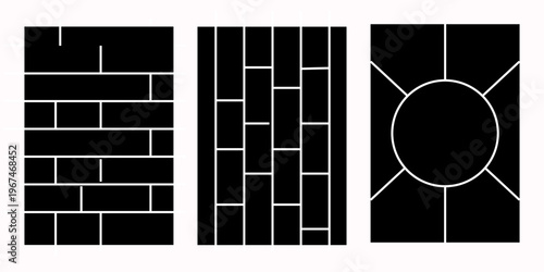 Image collage layout template. Beige mosaic mood board grid collection. Picture frame set. Photo album idea for banner, poster, comic page, flyer, brochure, booklet, memory wall design. Vector pack