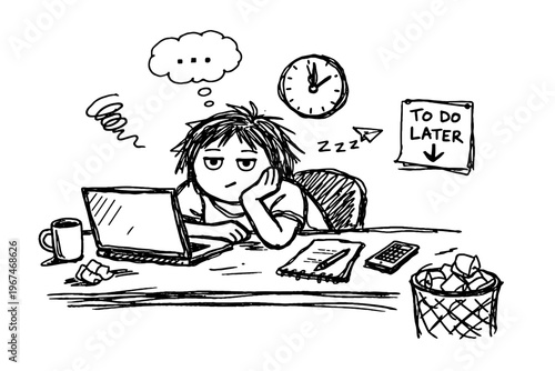 Imperfect nothing person doing icon simple doodle messy vector sketch lines image