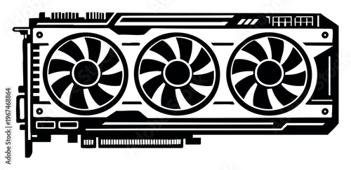 Graphics card silhouette depicting a high-performance computer component, essential for modern gaming and digital processing