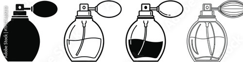 Perfume bottles with an atomizer spray pump clipart. 