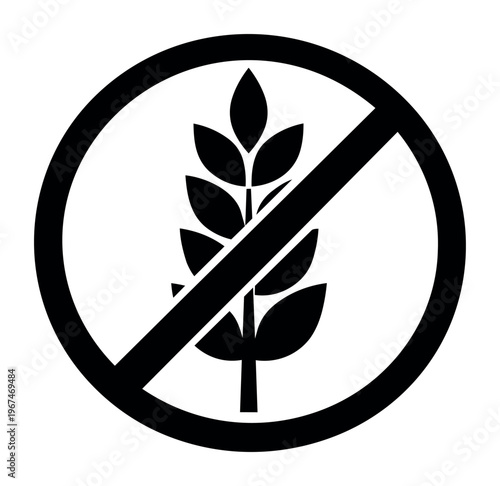 Gluten free symbol indicating a dietary restriction for wheat, barley, and rye, for food allergies, celiac disease, and healthy living
