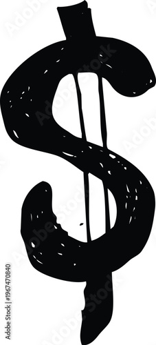 A black and white image of a dollar sign Vector