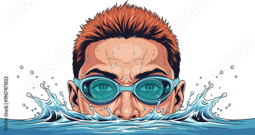 Dynamic swimmer portrait a vibrant illustration of aquatic motion and athleticism