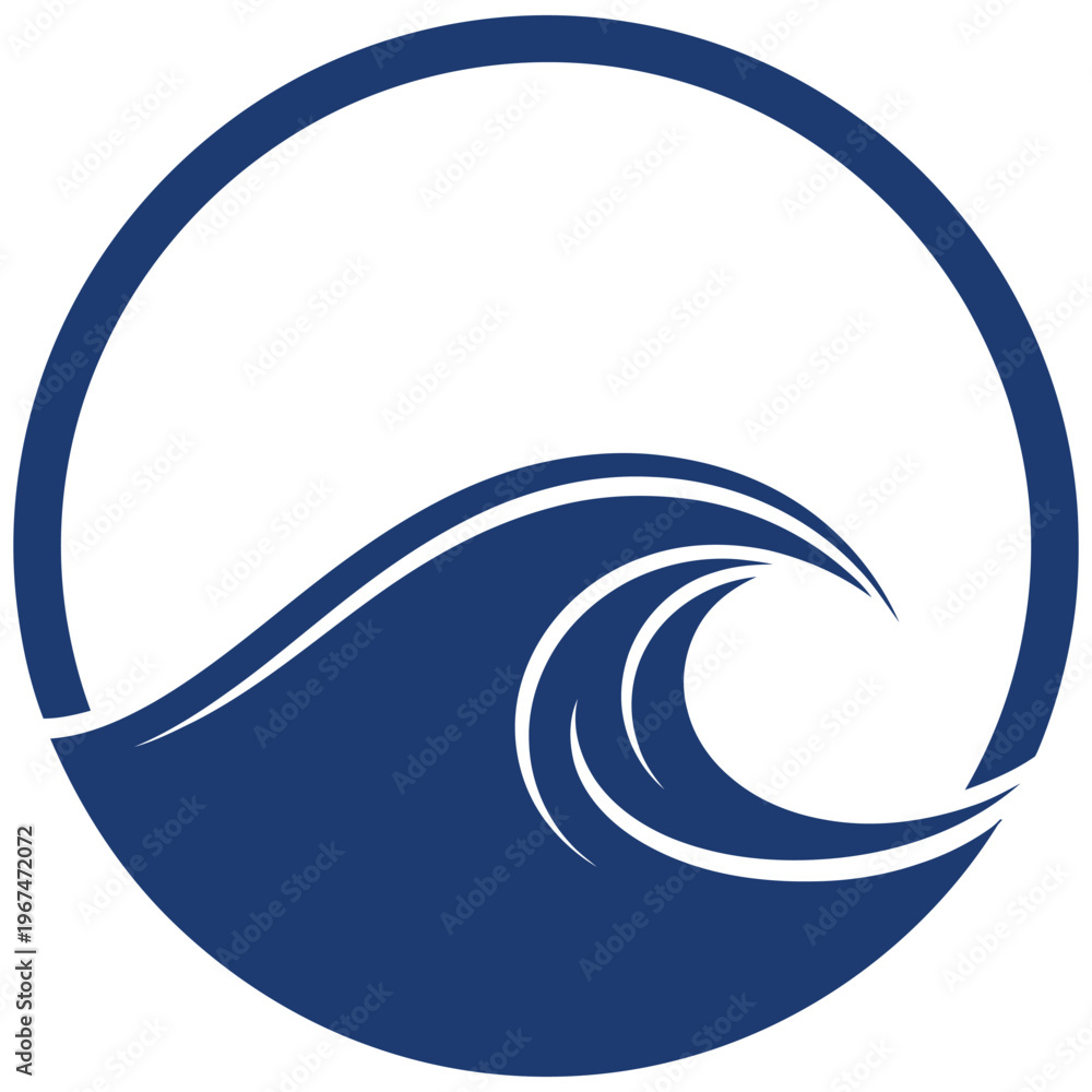 Naklejka premium Blue wave inside a circle