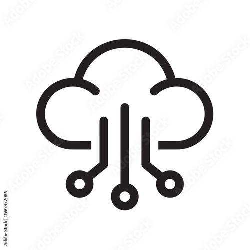Cloud Network Data Transfer Black Vector Icon