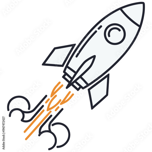 Illustration of a rocket ship taking off