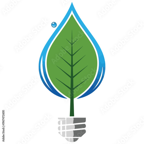 Eco-friendly light bulb with green leaf design with energy efficient with environmentally friendly