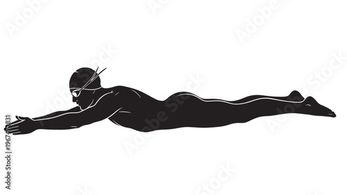 silhouette of a young men swimming 