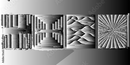 Abstract 3D architectural interior with light corridor and modern empty hall design illustration