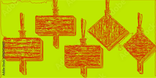 Chinese New Year decorative illustration with a festive tree and blank message board design for celebration and business use