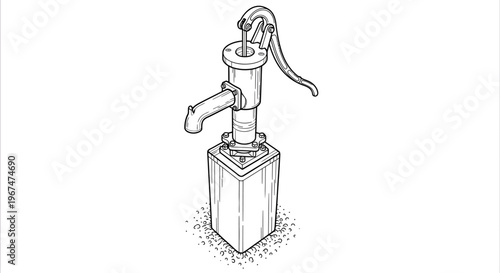 A hand pump water well illustration.