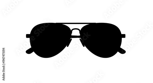 Classic Aviator Sunglasses Silhouette on White Background.