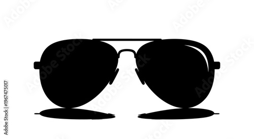 Classic aviator sunglasses silhouette with dark lenses on white background.