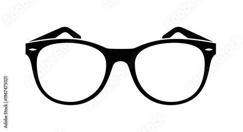 Black and white illustration of classic eyeglasses.