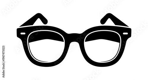 Black and white illustration of classic eyeglasses.