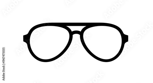Black and white illustration of classic aviator eyeglasses, simple design.