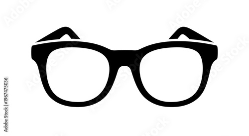 Black and white illustration of classic eyeglasses.