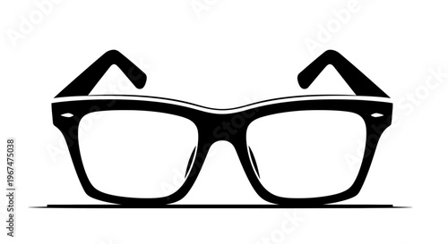 Black and white illustration of classic eyeglasses.