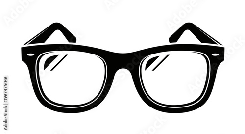 Black and White Illustration of Classic Eyeglasses.