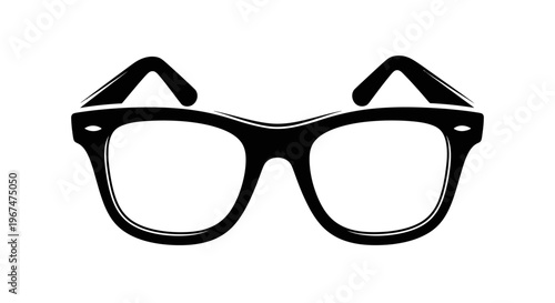 Black and white illustration of classic eyeglasses.