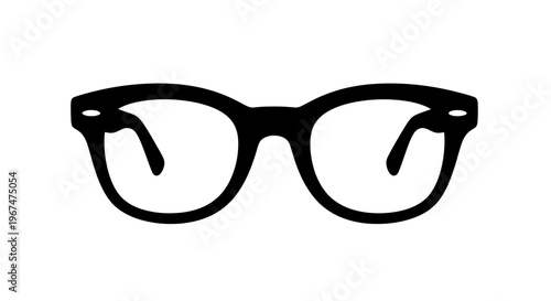 Classic black eyeglasses silhouette representing vision and style.