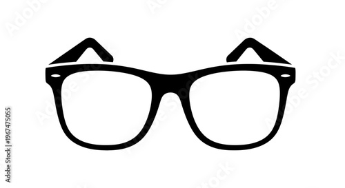 Black and white illustration of classic eyeglasses.