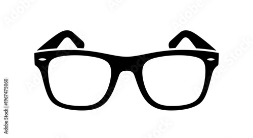 Black and white illustration of classic eyeglasses.