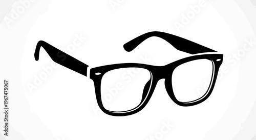 Black and white illustration of classic eyeglasses, a timeless accessory for vision and style.