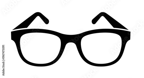 Classic Black Frame Eyeglasses Isolated on White Background.