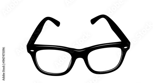 Classic Black Frame Eyeglasses Isolated on White Background.