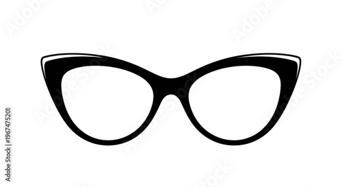 Black cat eye glasses isolated on a white background, a classic and stylish eyewear accessory.