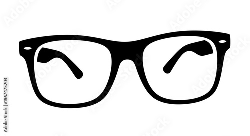 Classic Black Rimmed Eyeglasses on White Background.