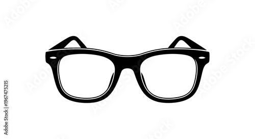 Classic Black Rimmed Eyeglasses Isolated on White Background.