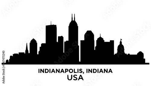 Tableau sur toile INDIANAPOLIS Indianapolis  USA city skyline  black silhouette